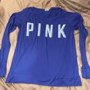 Victoria’s Secret Blue long sleeve top with lace shoulders